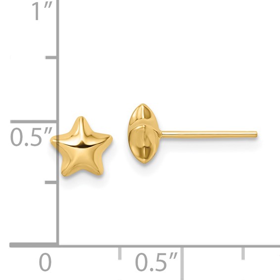 Gold Puffed Star Post Earrings