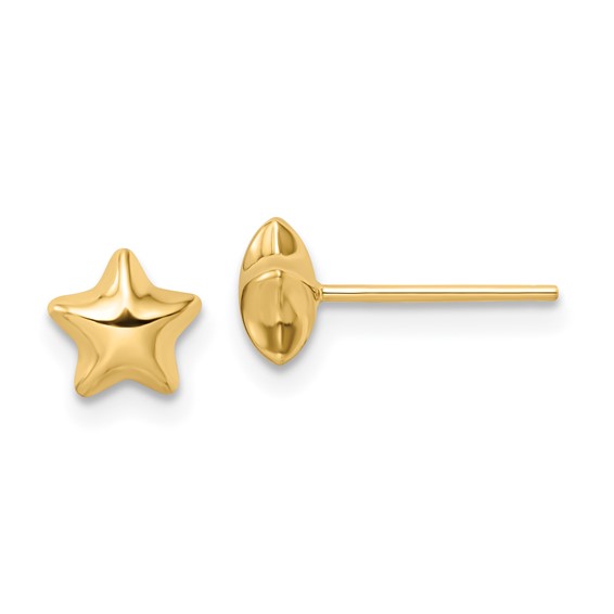Gold Puffed Star Post Earrings