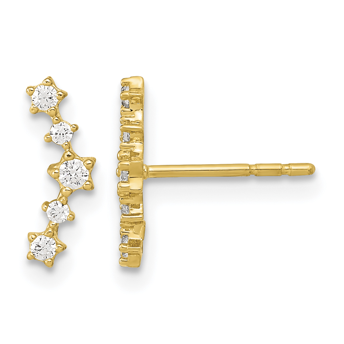 14K Polished Fancy CZ Post Earrings (YE2069)
