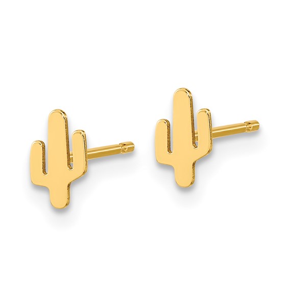 14K Polished Small Cactus Post Earrings