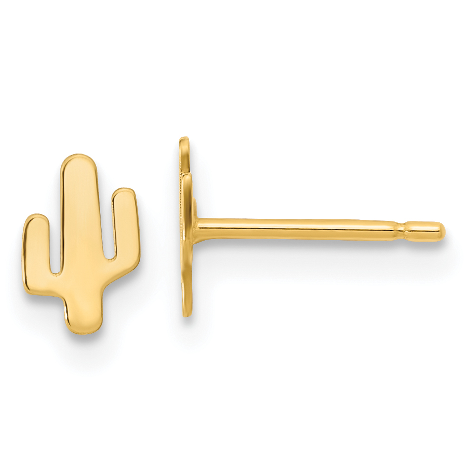 14K Polished Cactus Post Earrings (YE2097)