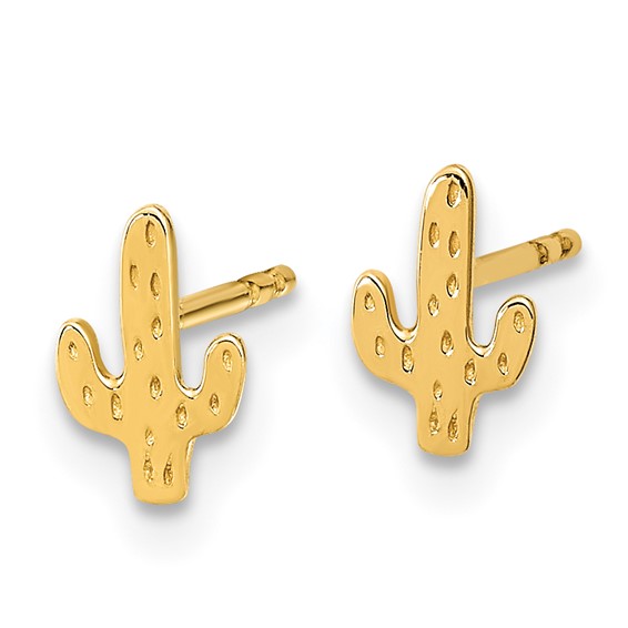 14K Polished Small Cactus Post Earrings