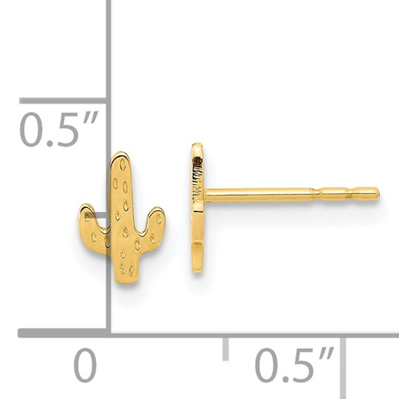 14K Polished Small Cactus Post Earrings