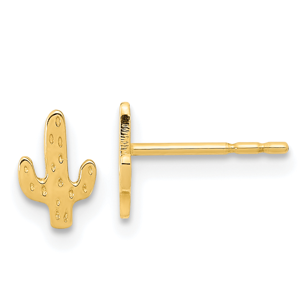 14K Polished Cactus Post Earrings (YE2098)
