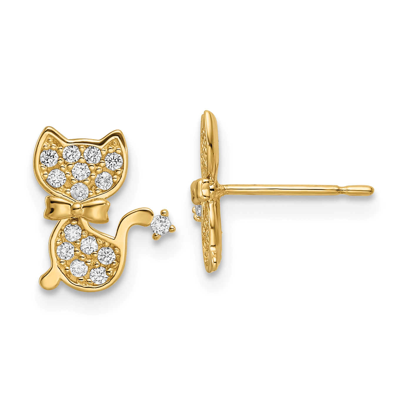 14k CZ Cat Post Earrings (YE2102)