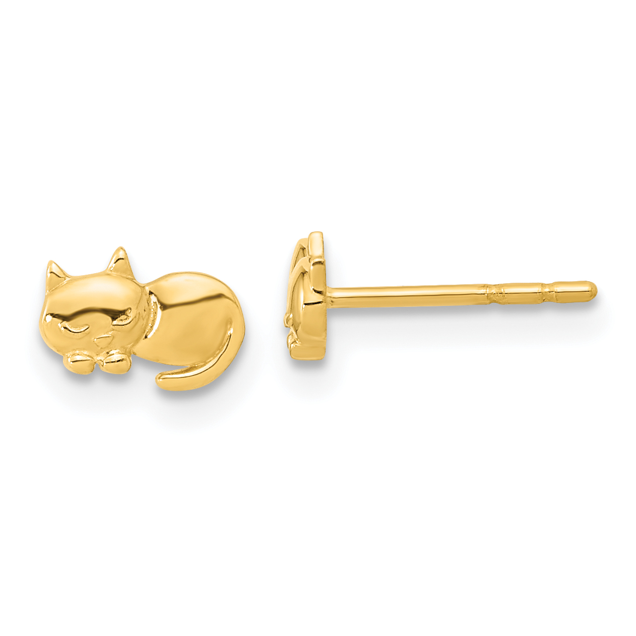 14K Polished Cat Post Earrings (YE2104)