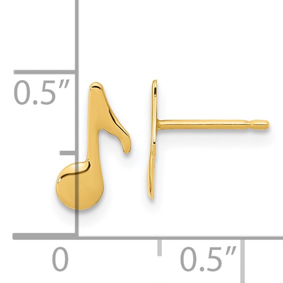 14K Polished Music Note Post Earrings