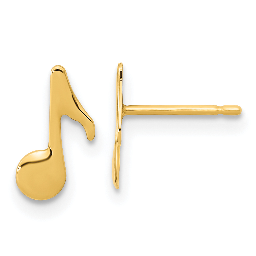 14K Polished Music Note Post Earrings (YE2115)