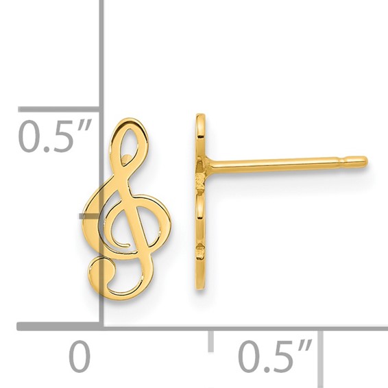 14K Polished Musical Treble Clef Post Earrings