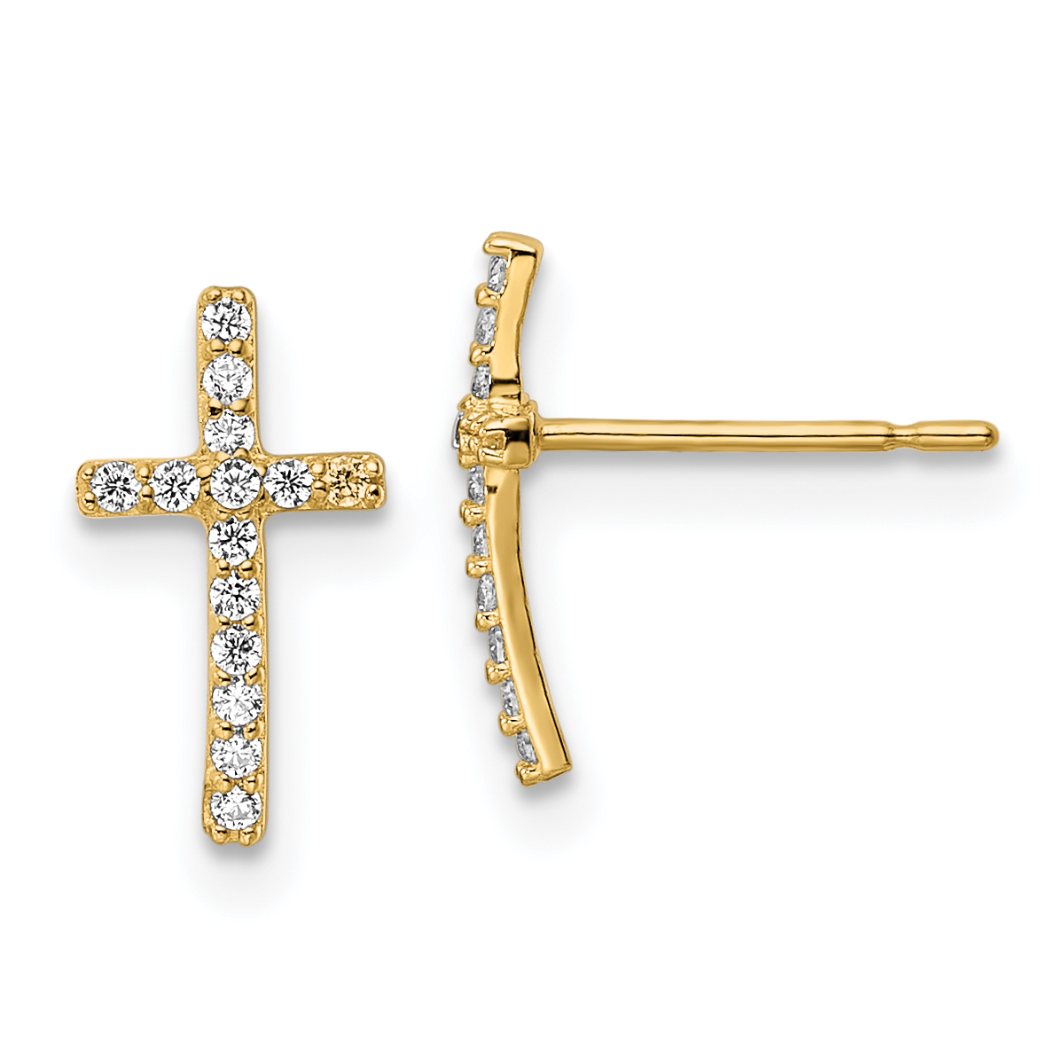 14k CZ Cross Post Earrings (YE2121)