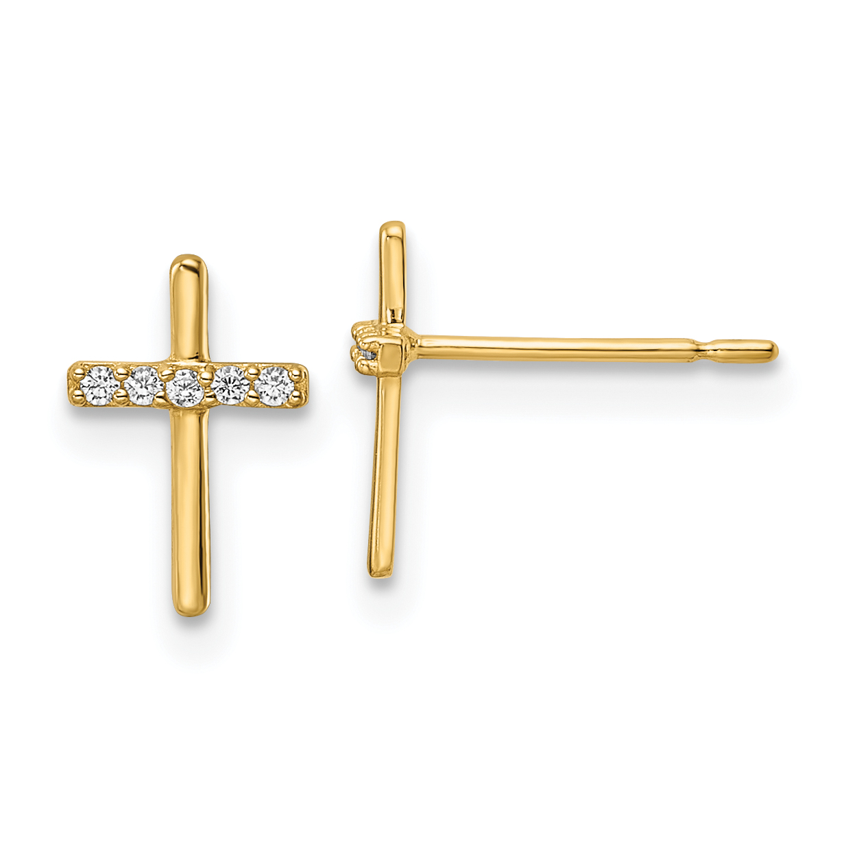 14k CZ Cross Post Earrings (YE2122)