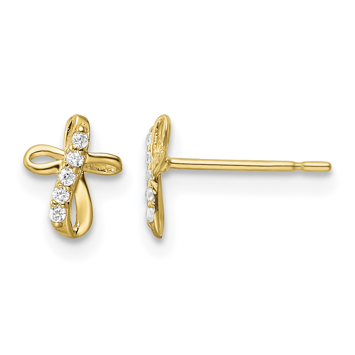 14k CZ Cross Post Earrings (YE2123)