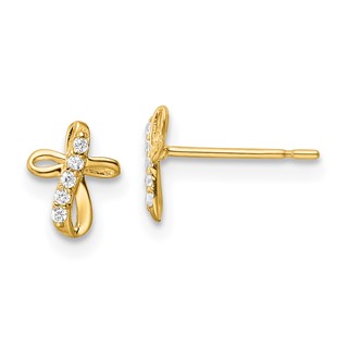 14k Mini CZ Cross Post Earrings