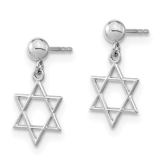 Gold Star of David Post Dangle Earrings