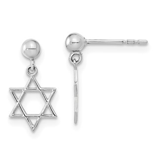 Gold Star of David Post Dangle Earrings
