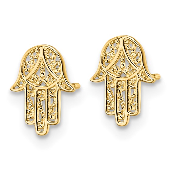 14k Small Hamsa Post Earrings