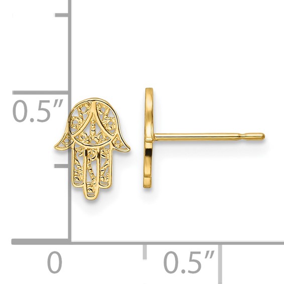 14k Small Hamsa Post Earrings