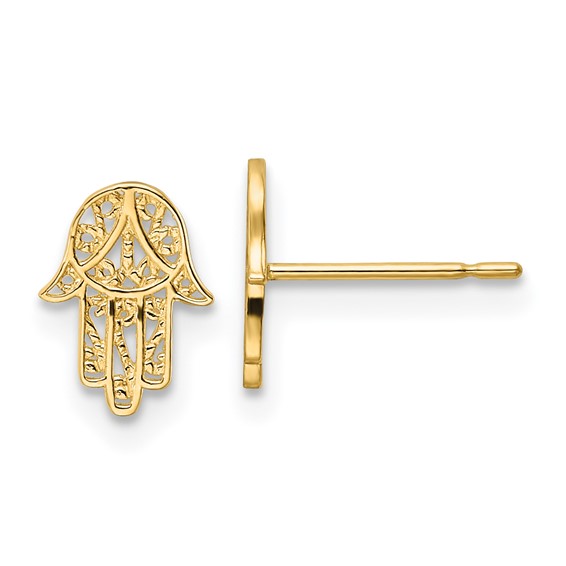 14k Small Hamsa Post Earrings