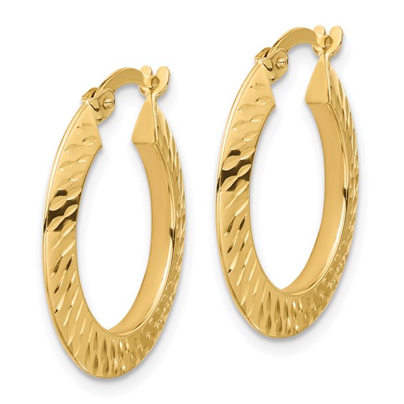 14K Polished and Diamond-cut Knife Edge Hoop Earrings