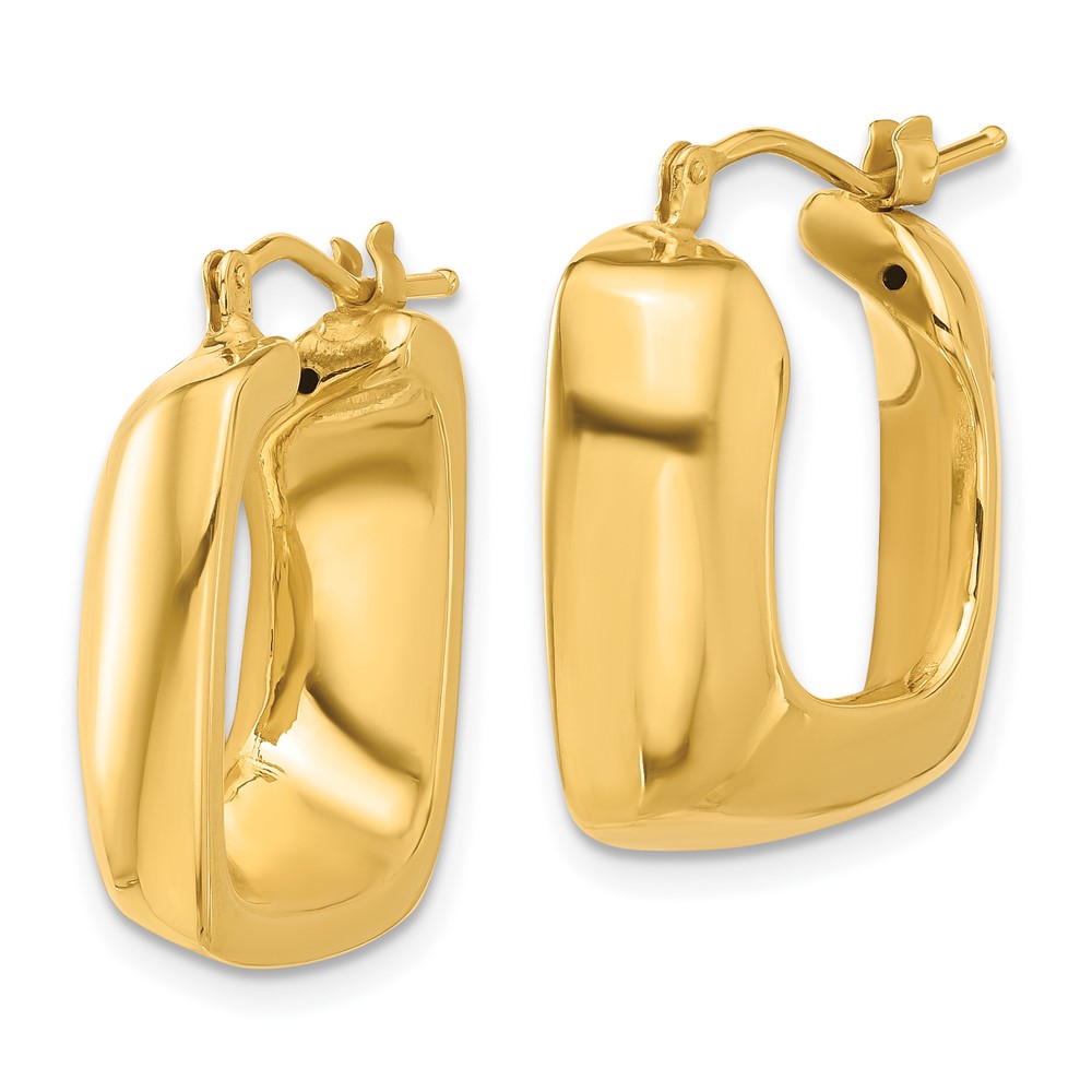 14K Polished Square Hoop Earrings (YE2144)