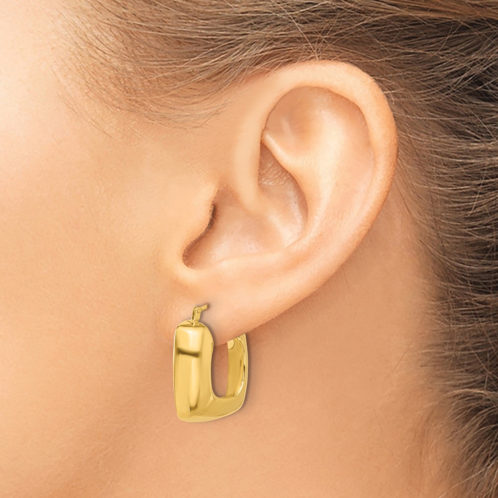 14K Polished Square Hoop Earrings (YE2144)