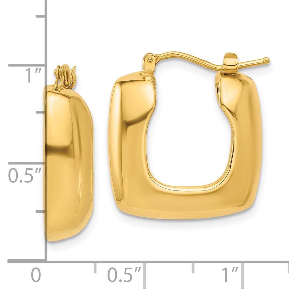 14K Polished Square Hoop Earrings (YE2144)