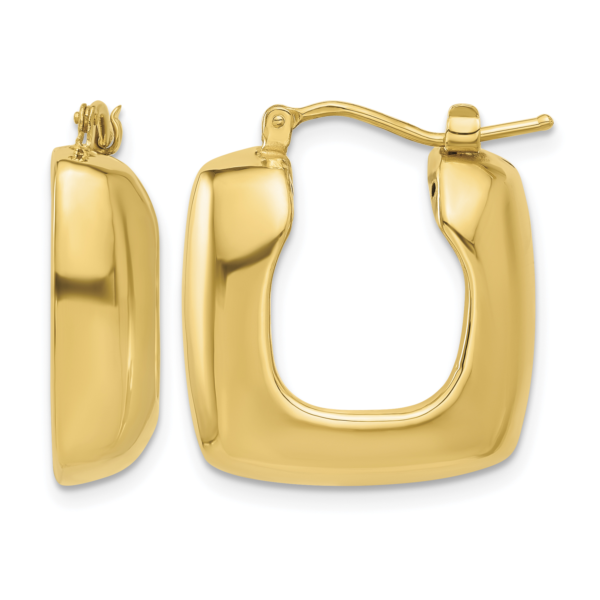 14K Polished Square Hoop Earrings (YE2144)