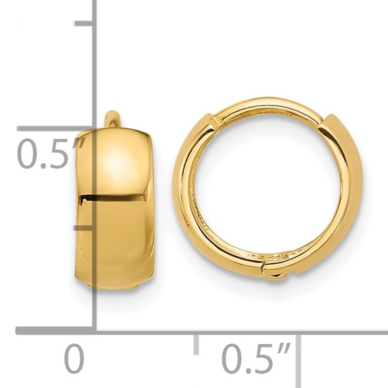 14k Polished 5mm Hinged Huggie Hoop Earrings