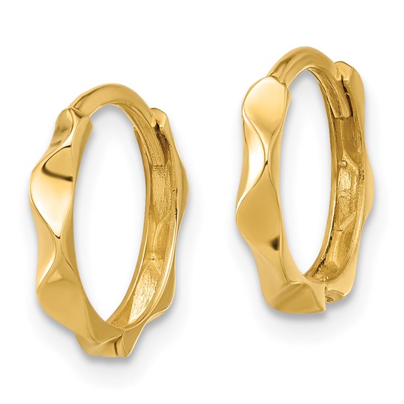 14K Polished Wavy Hinged Hoop Earrings