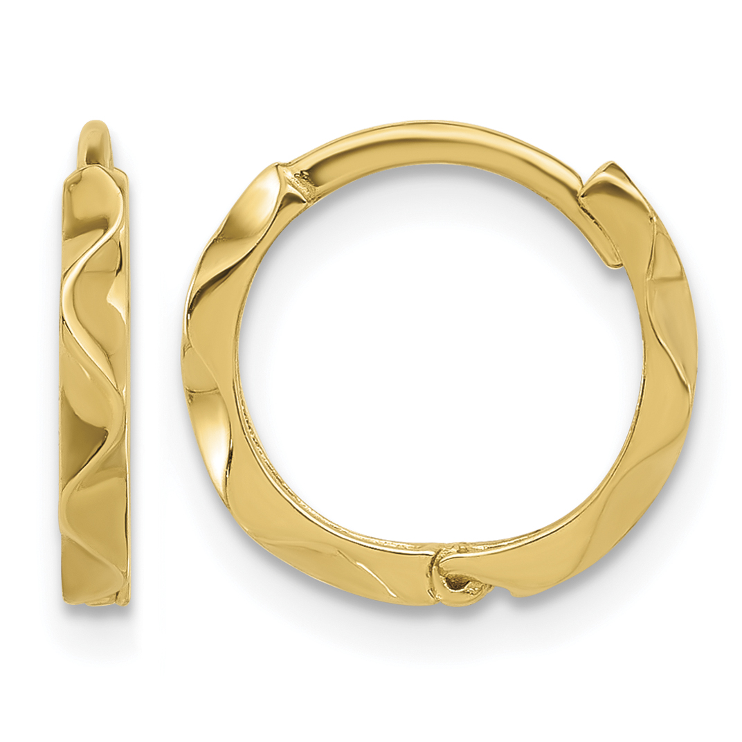 14K Polished Wavy Hinged Hoop Earrings (YE2147)