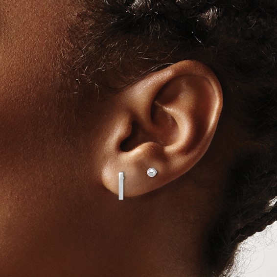 Gold Bar and Ball Post Earring Set