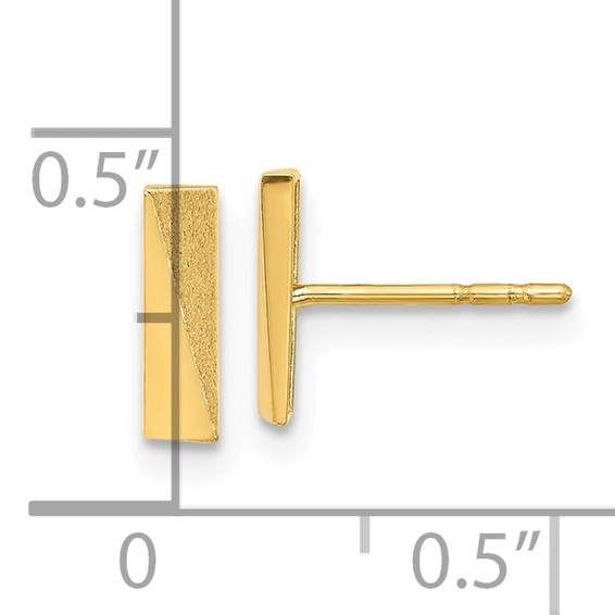 14K 2.5x9mm Polished and Satin Bar Post Earrings