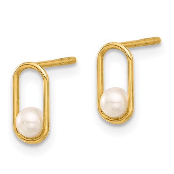 14K Freshwater Cultured Pearl in Oval Post Earrings