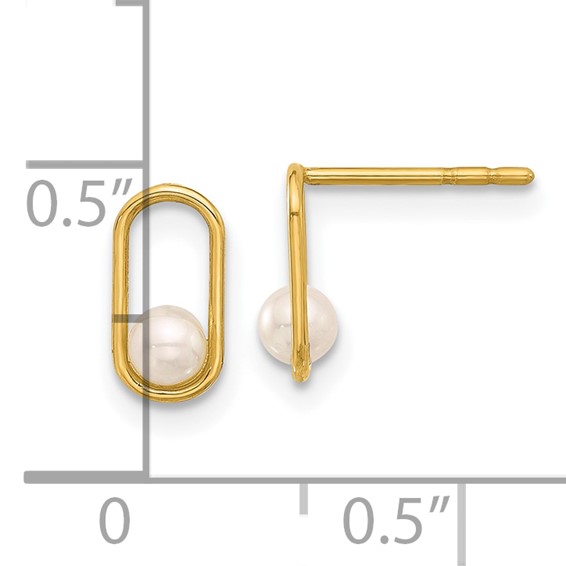 14K Freshwater Cultured Pearl in Oval Post Earrings
