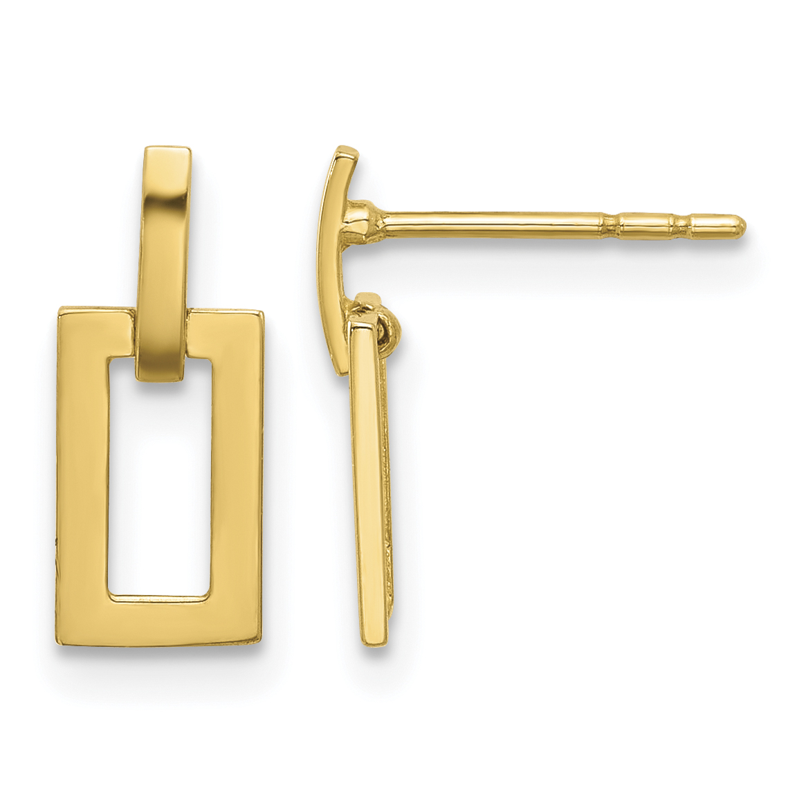 14K Polished Rectangle Post Dangle Earrings (YE2174)