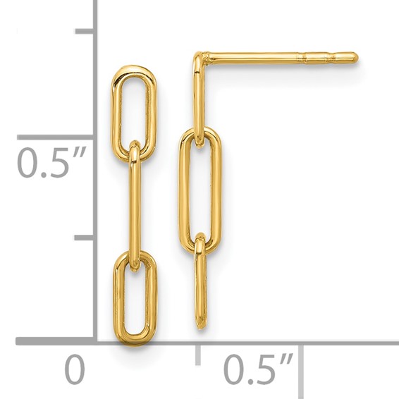 Gold Oval Link Dangle Post Earrings