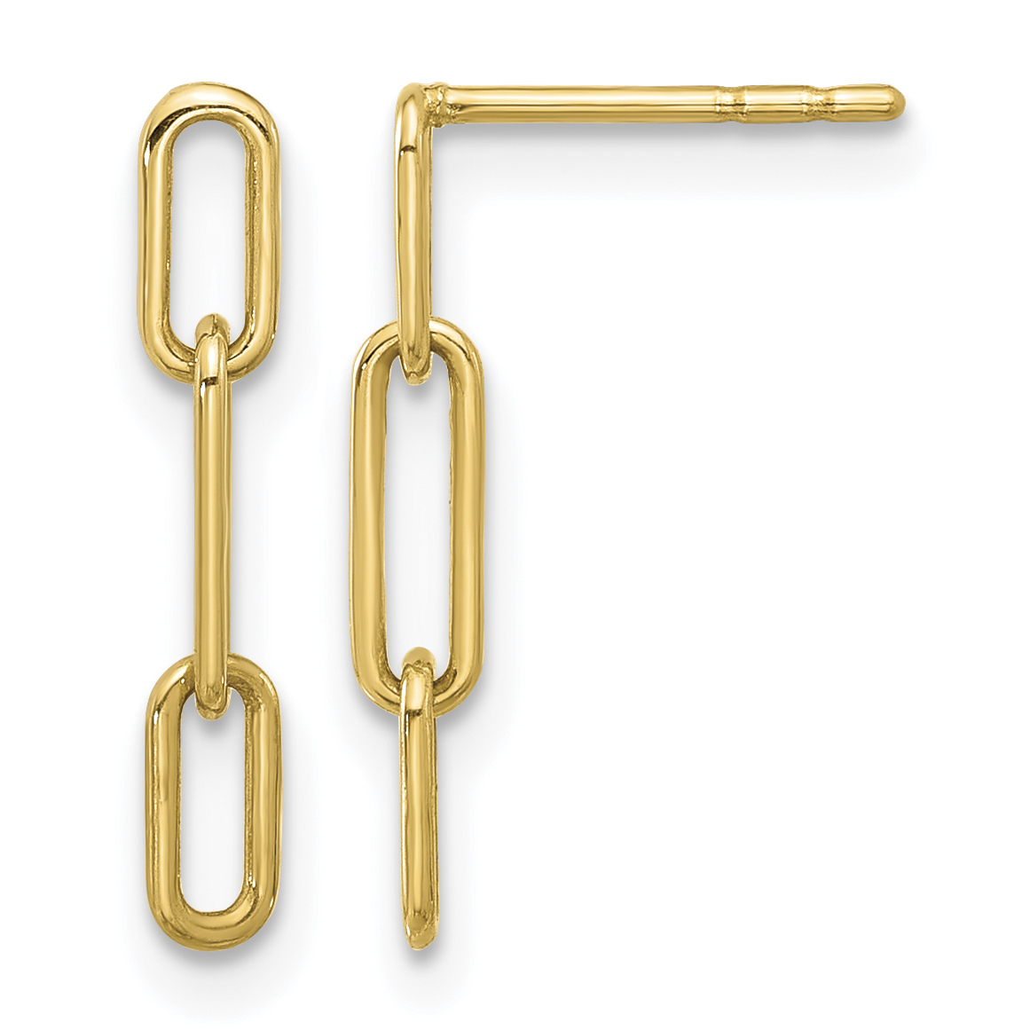 14K Polished Open Link Post Dangle Earrings (YE2177)