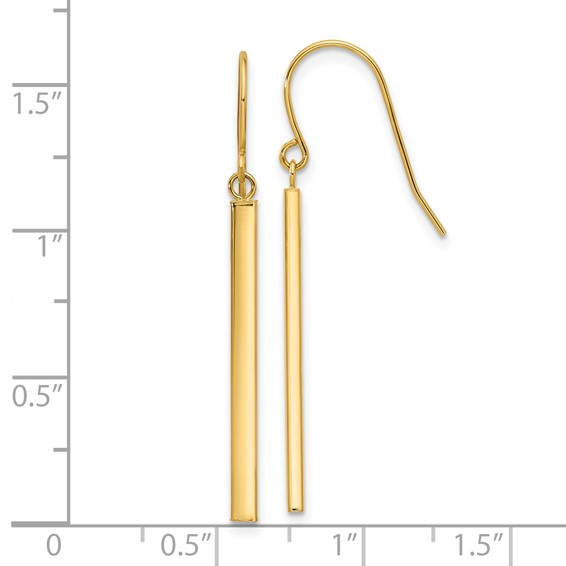 14K Polished Bar Dangle French Hook Earrings