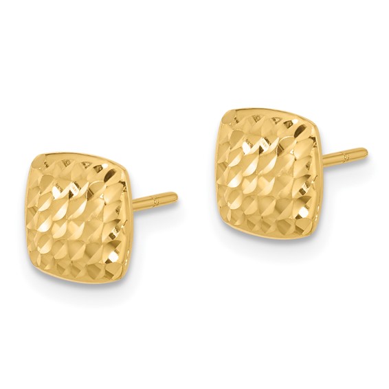 Gold Diamond-cut Square Post Earrings
