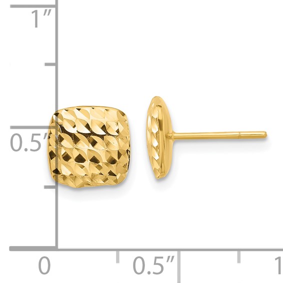 Gold Diamond-cut Square Post Earrings