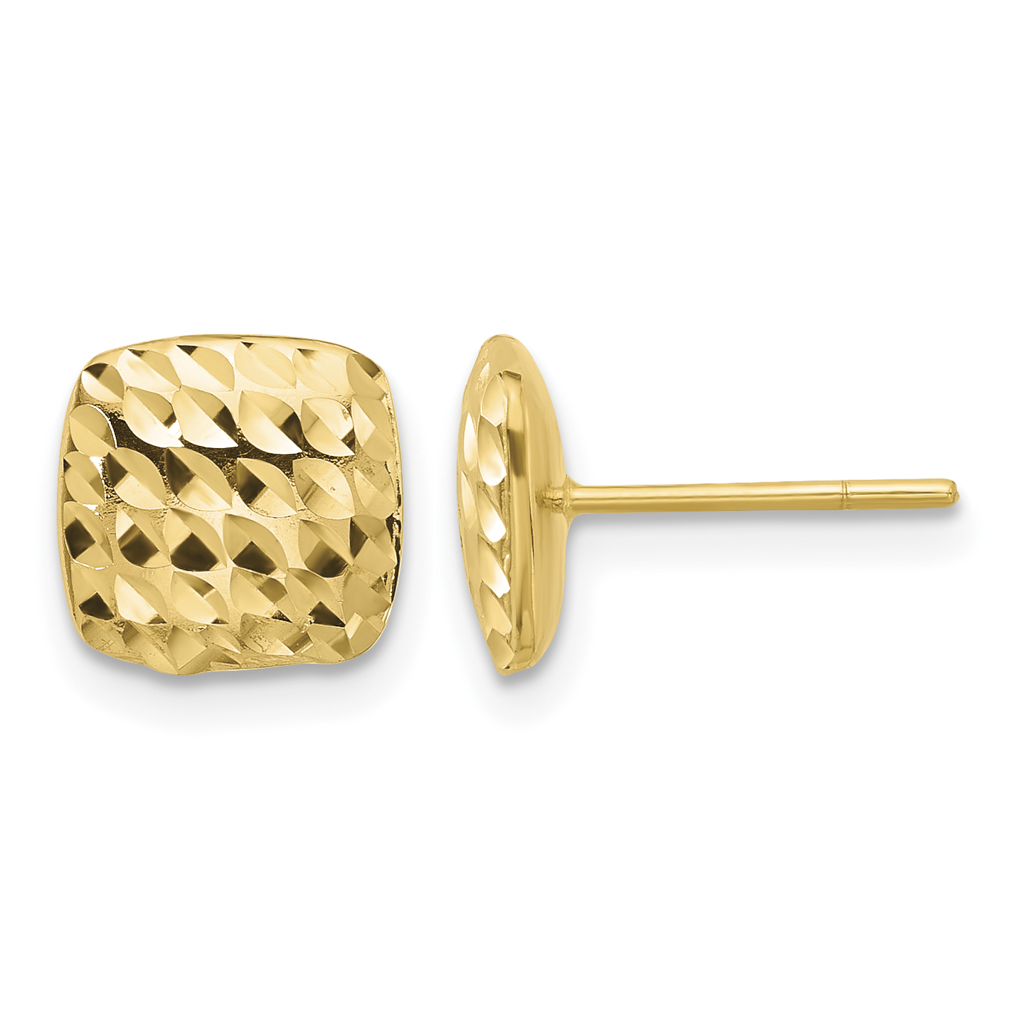 14K Diamond Cut Square Post Earrings (YE2182)