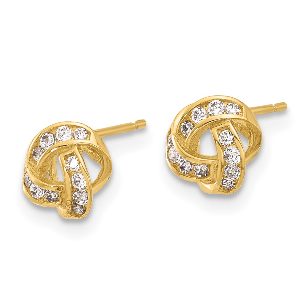 14K Polished CZ Love Knot Post Earrings (YE2183)