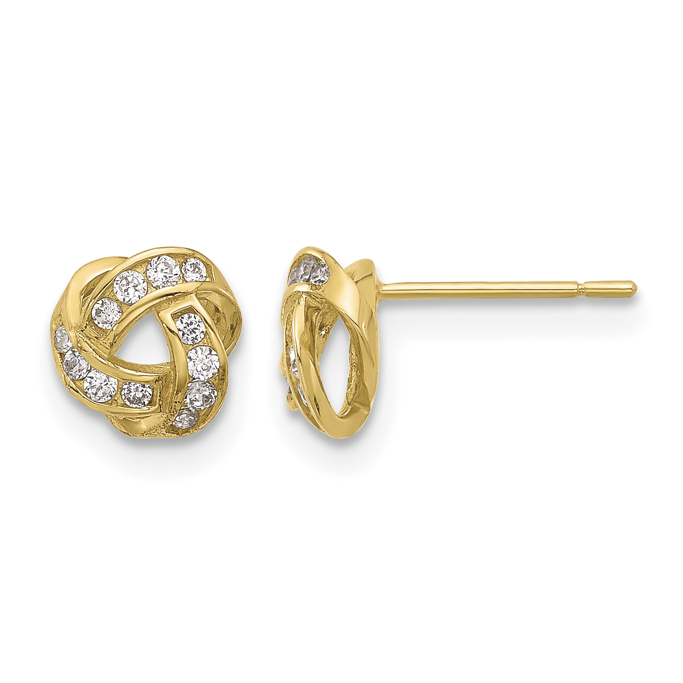14K Polished CZ Love Knot Post Earrings (YE2183)