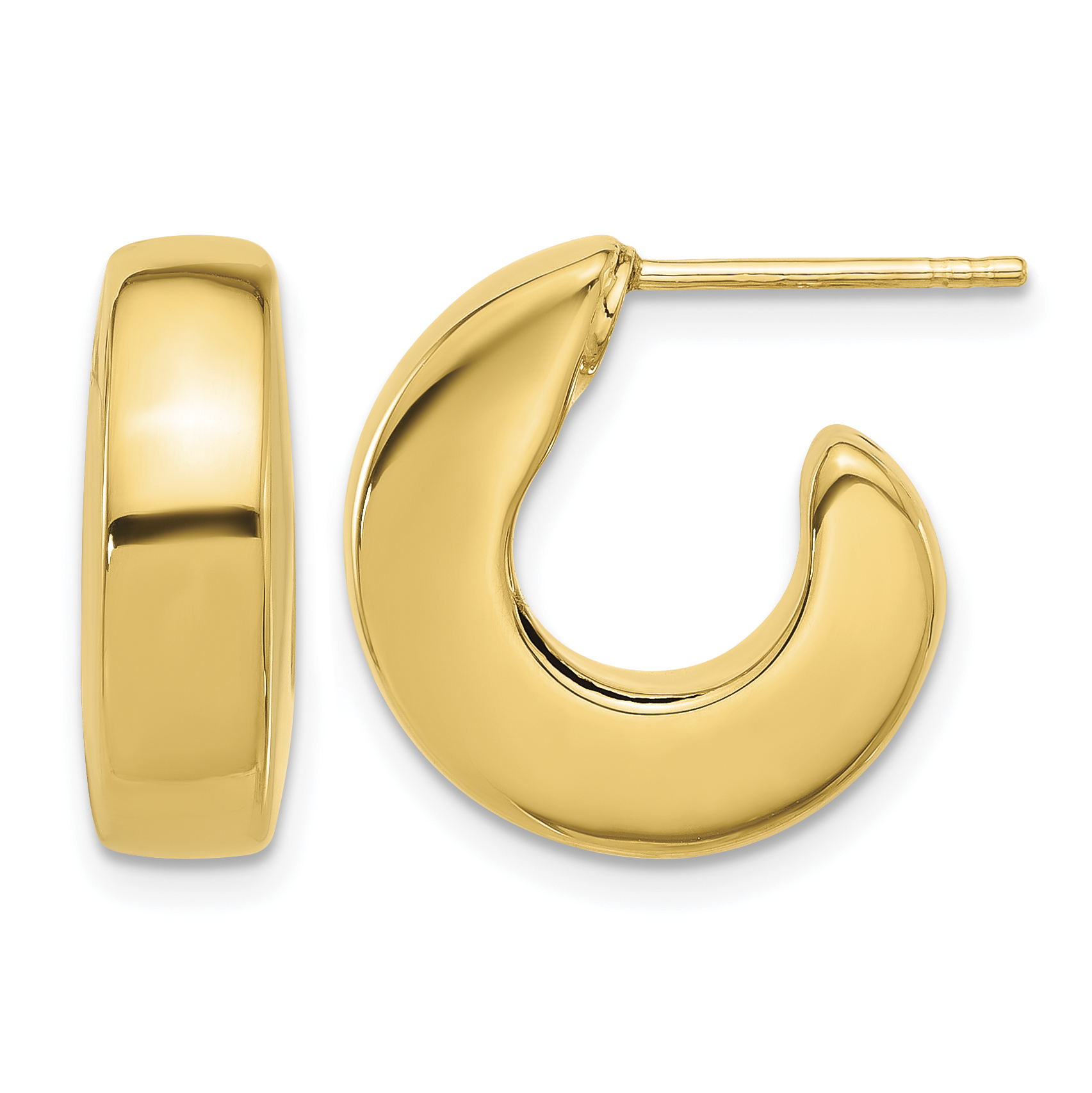 14K Polished J-Hoop Post Earrings (YE2186)
