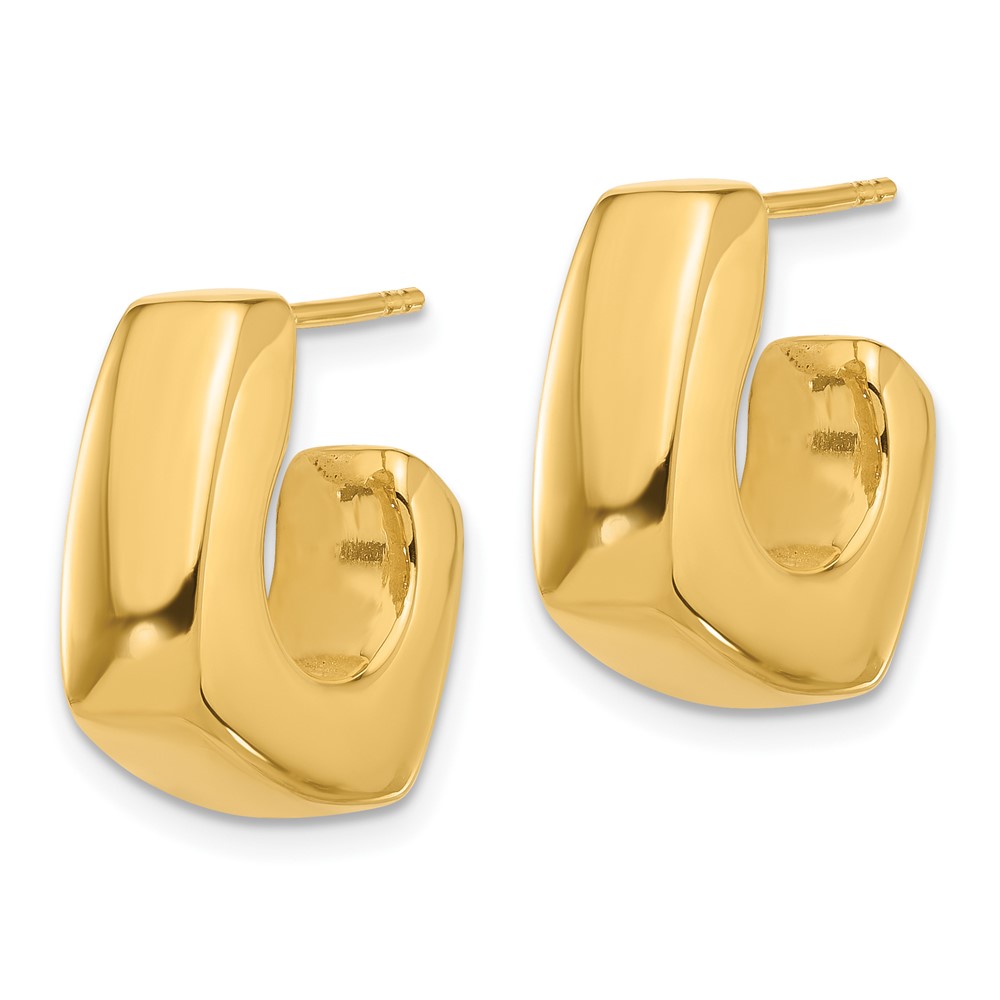 14K Polished Square J-Hoop Post Earrings (YE2187)