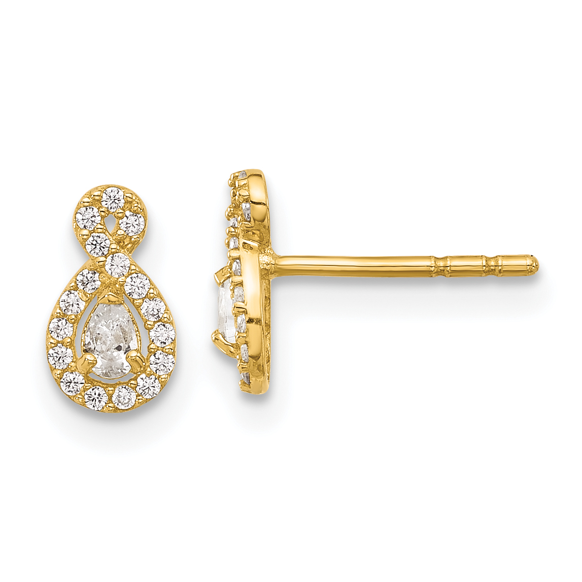 14K Polished CZ Infinity Post Earrings (YE2188)