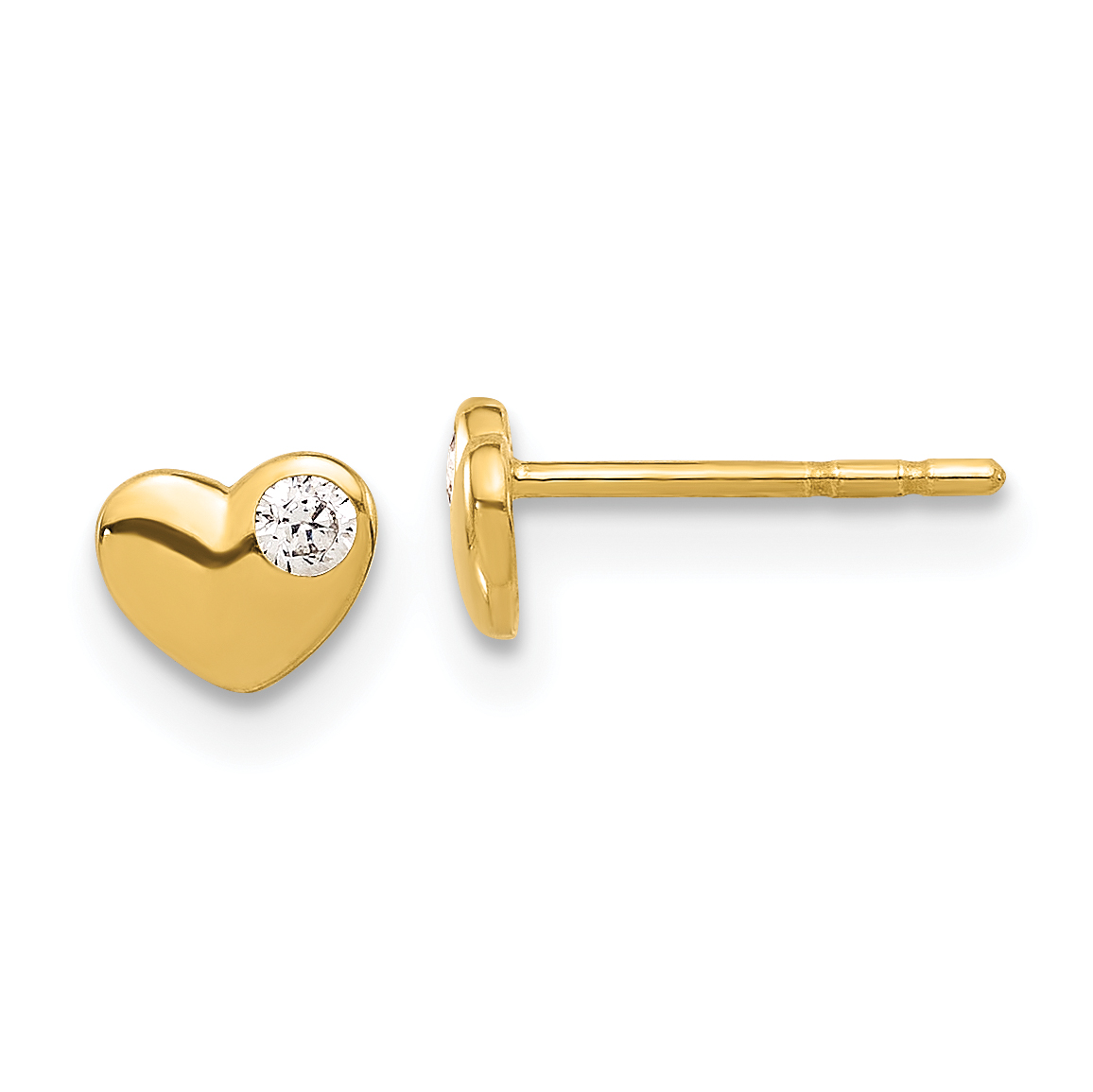 14K CZ Heart Post Earrings (YE2193)