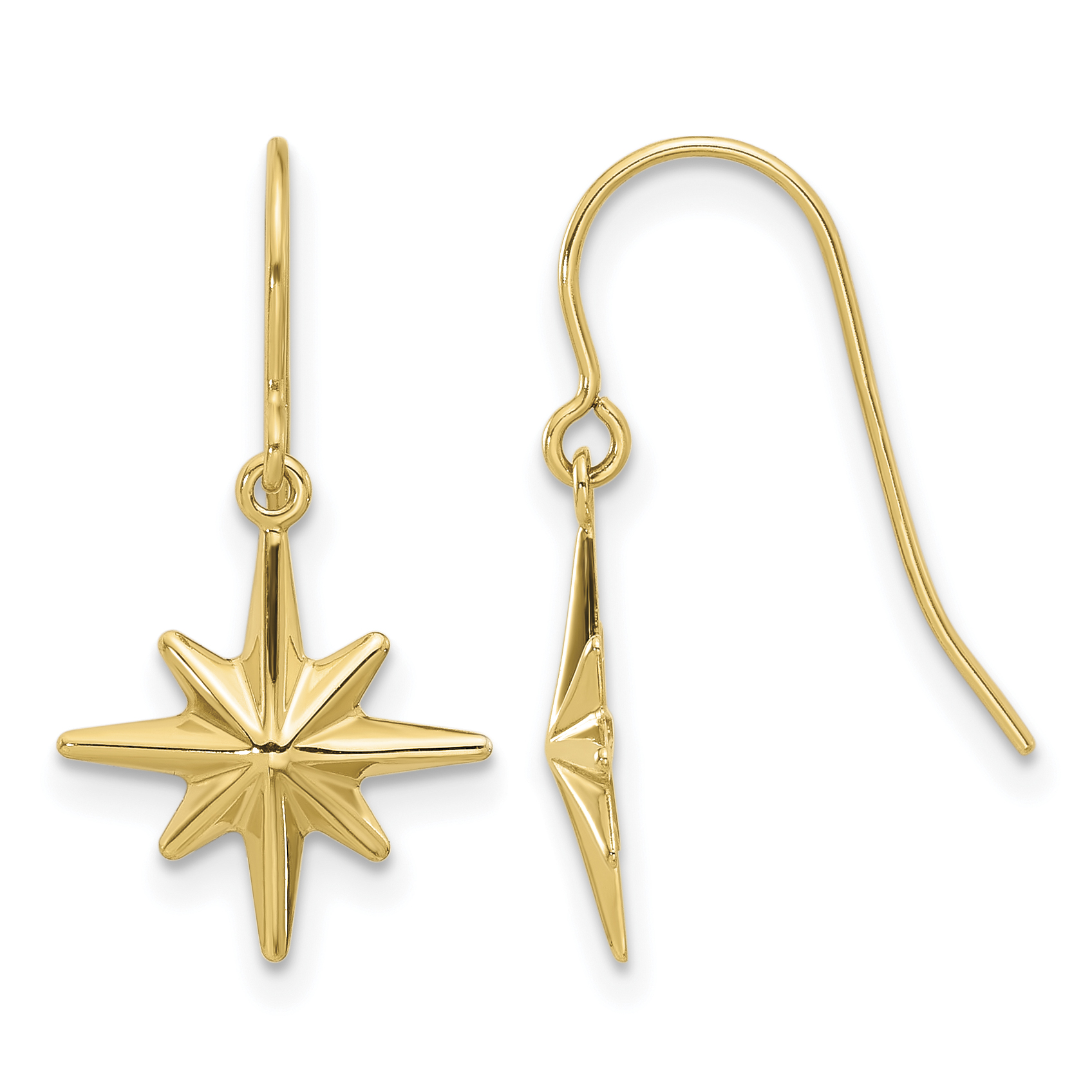 14K Dangle Star Earrings (YE2199)