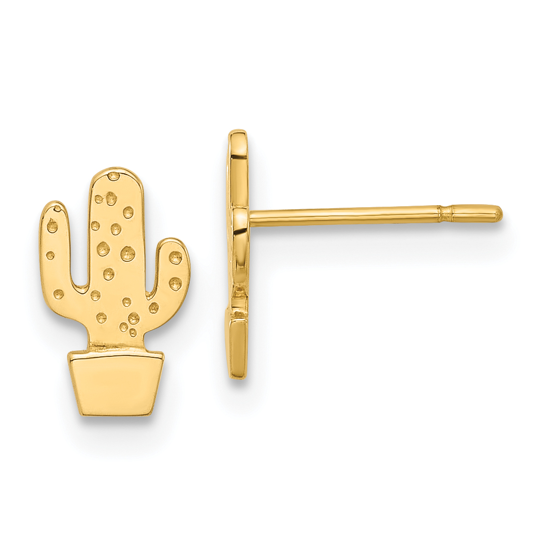 14K Polished Cactus Post Earrings (YE2212)