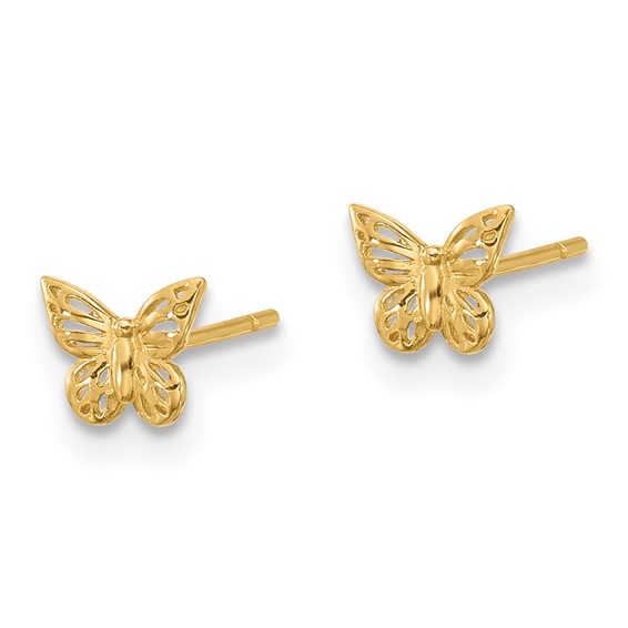 14K Polished Small Butterfly Post Earrings